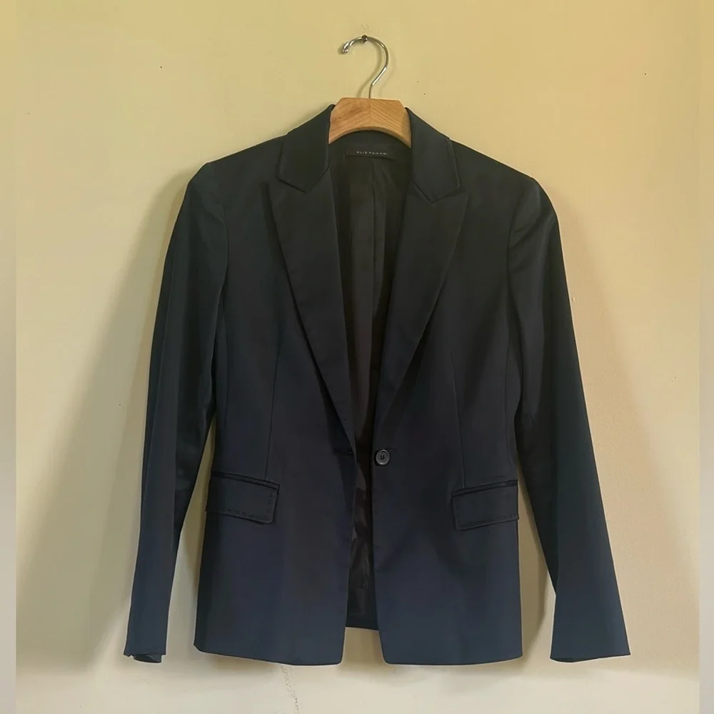 Elie Tahari Black Blazer Tailored Suit Jacket